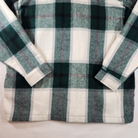 HFX Womens Flannel Shirt Jacket Size Small Green White Plaid Snap Up Pockets - Picture 8 of 16